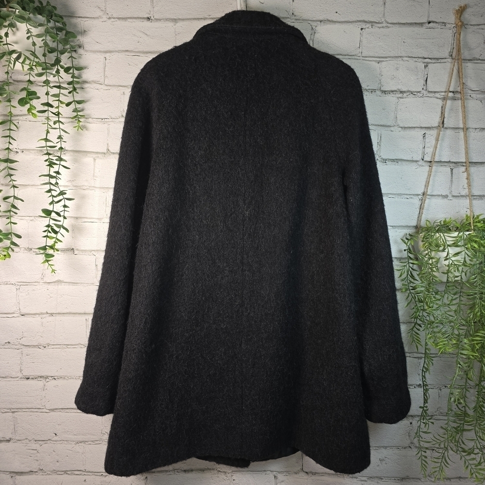 THE TOG SHOP BLACK ALPACA MOHAIR WOOL BLEND BUTTON DOWN PEA COAT WOMENS 12 EUC - Picture 2 of 8